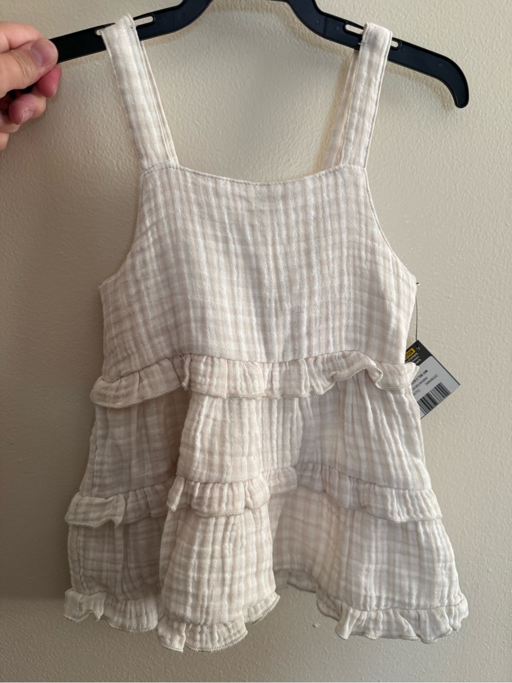 Girls Cream Ruffled Tiered Tank Top